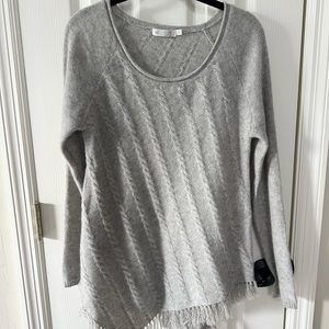 Raffi cashmere fringe Gray Crew Neck Sweater
